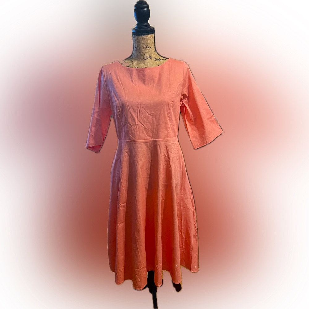 Vintage 1950’s Style Retro Full Skirt Midi Cocktail Dress Size L NWT LAMiU